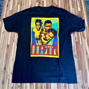 Black Obey Graphic T-Shirt with Colorful Haiti Design
